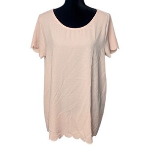 🌹Pinkblush - Light Peach Scalloped Hem Top - Size Large